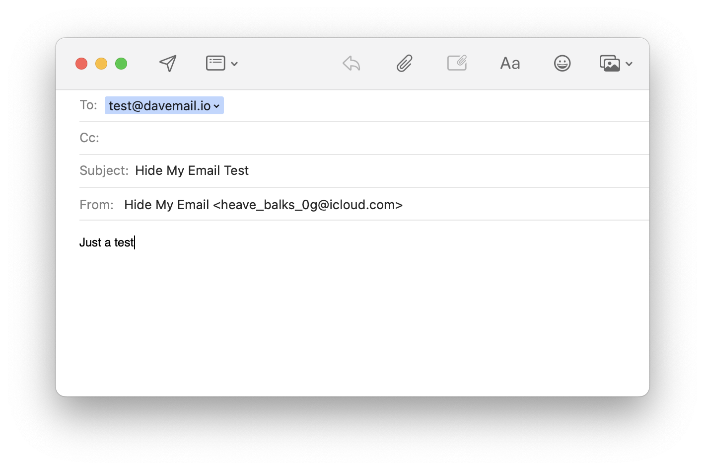 New email with Hide My Email