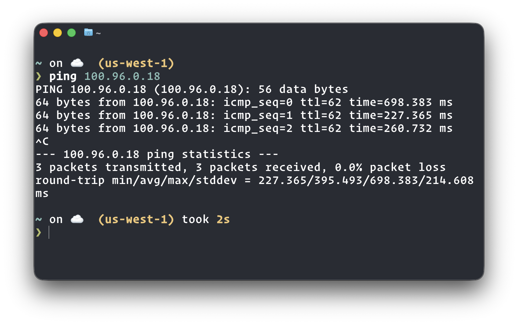 Successful ping from MacBook to Mesh node