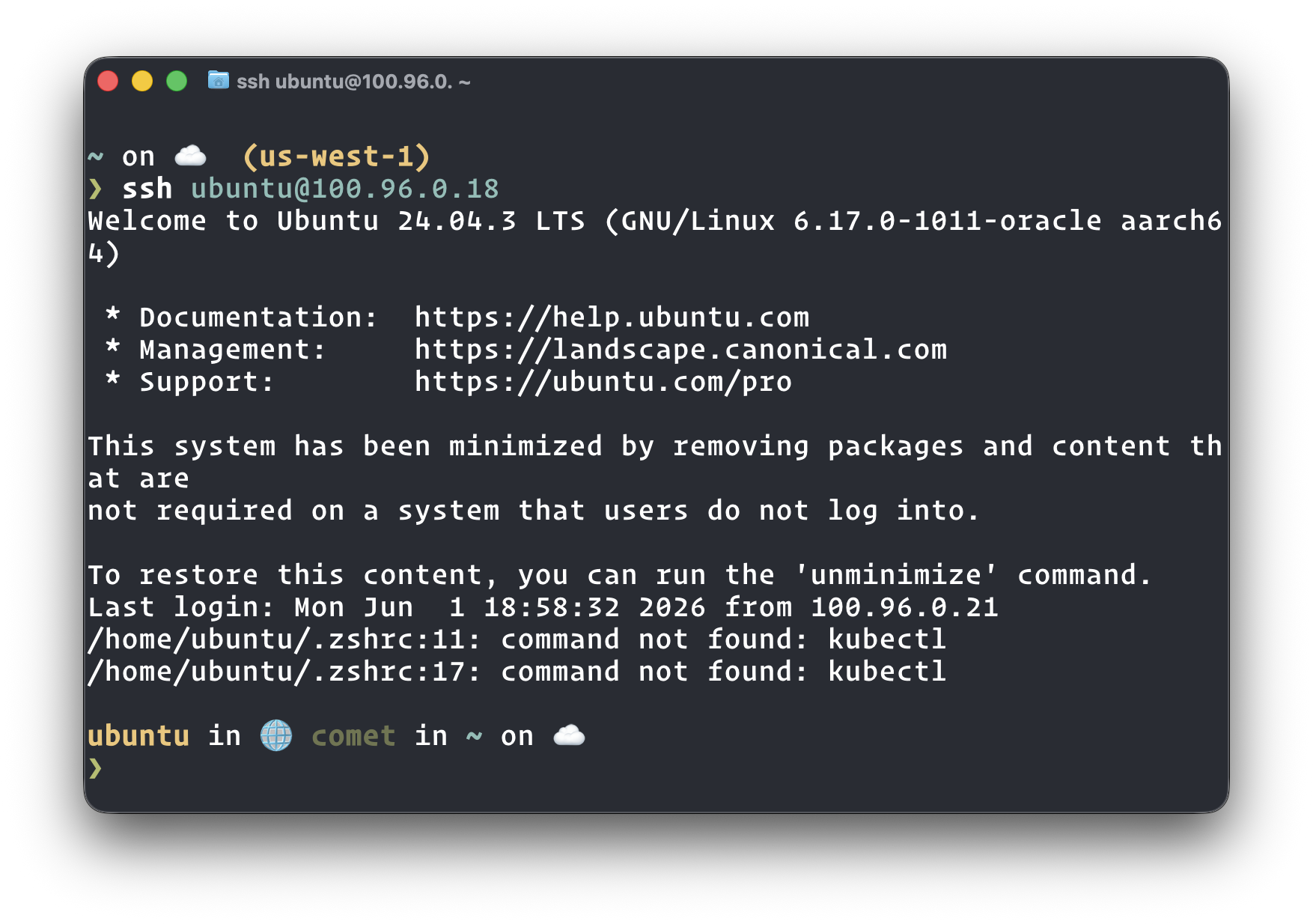 SSH connection successful from MacBook to Mesh node