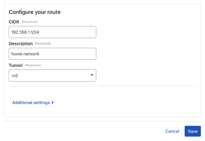 Configuring a route in Zero Trust