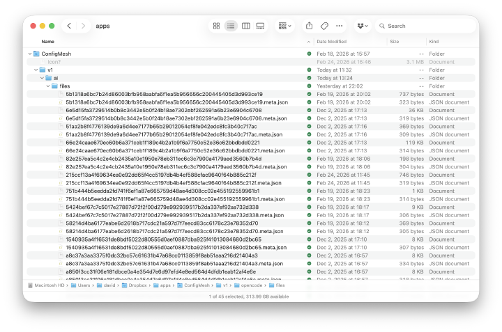 Encrypted blobs in Dropbox