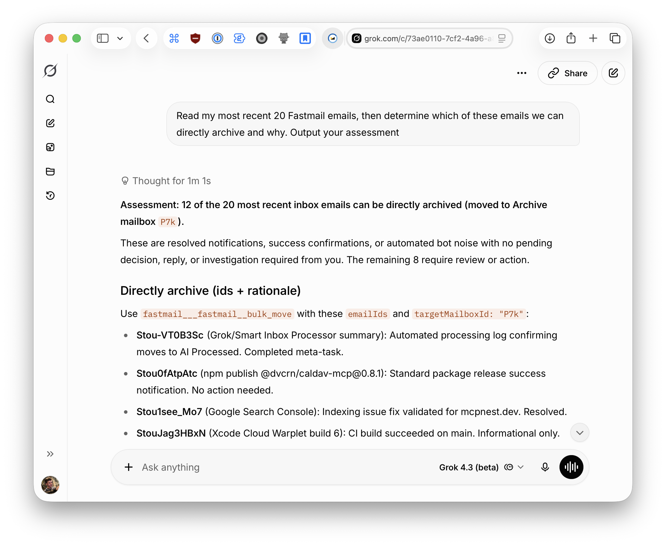 Grok email classification