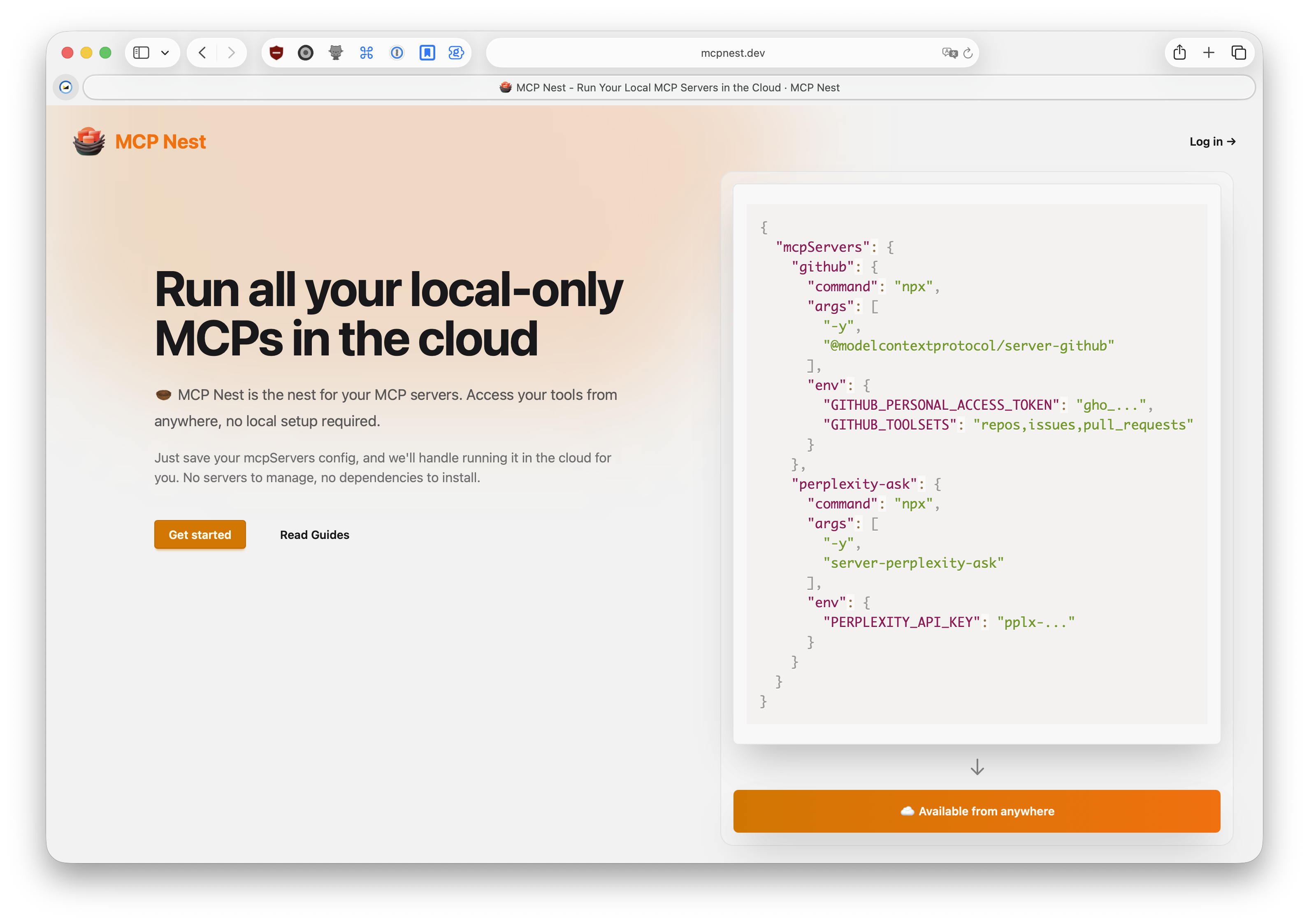 Screenshot of MCPNest