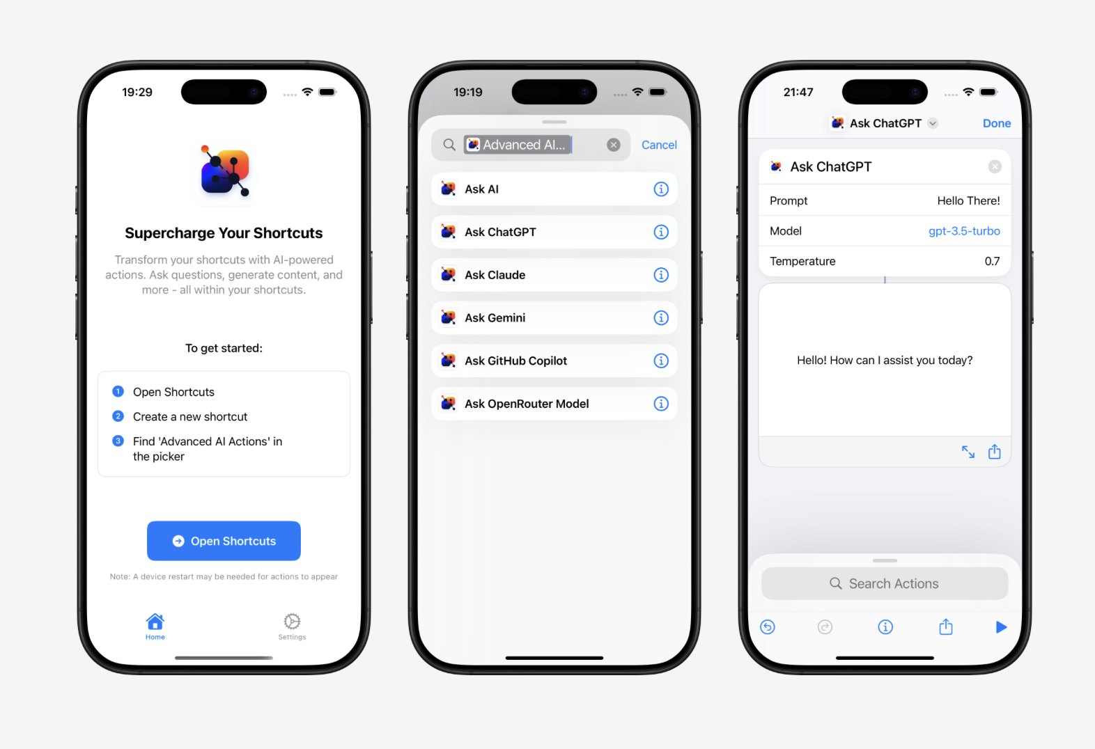 Screenshot of Advanced AI Actions