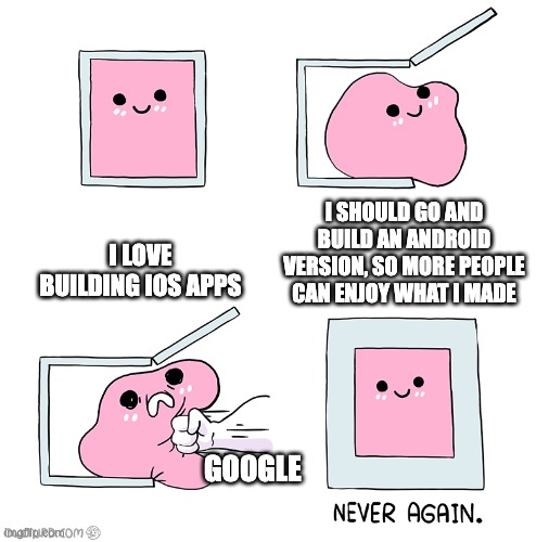 Drake meme rejecting a simple install flow and endorsing Google Group plus become a tester plus wait hours plus hope the Play Store finds the app