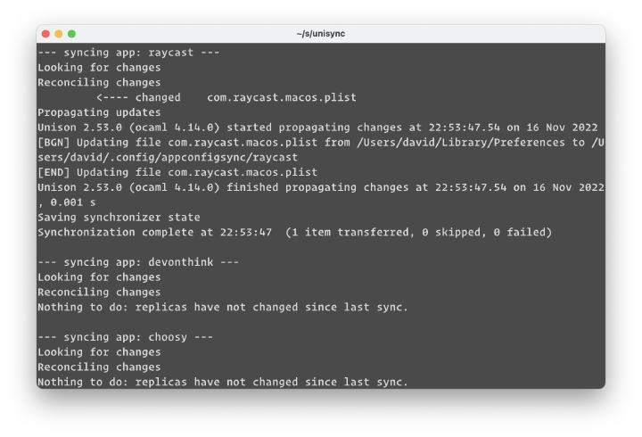 Unisync screenshot