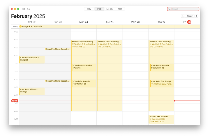 Calendar managed by TripIt