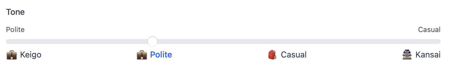 Fix My Japanese Politeness Slider